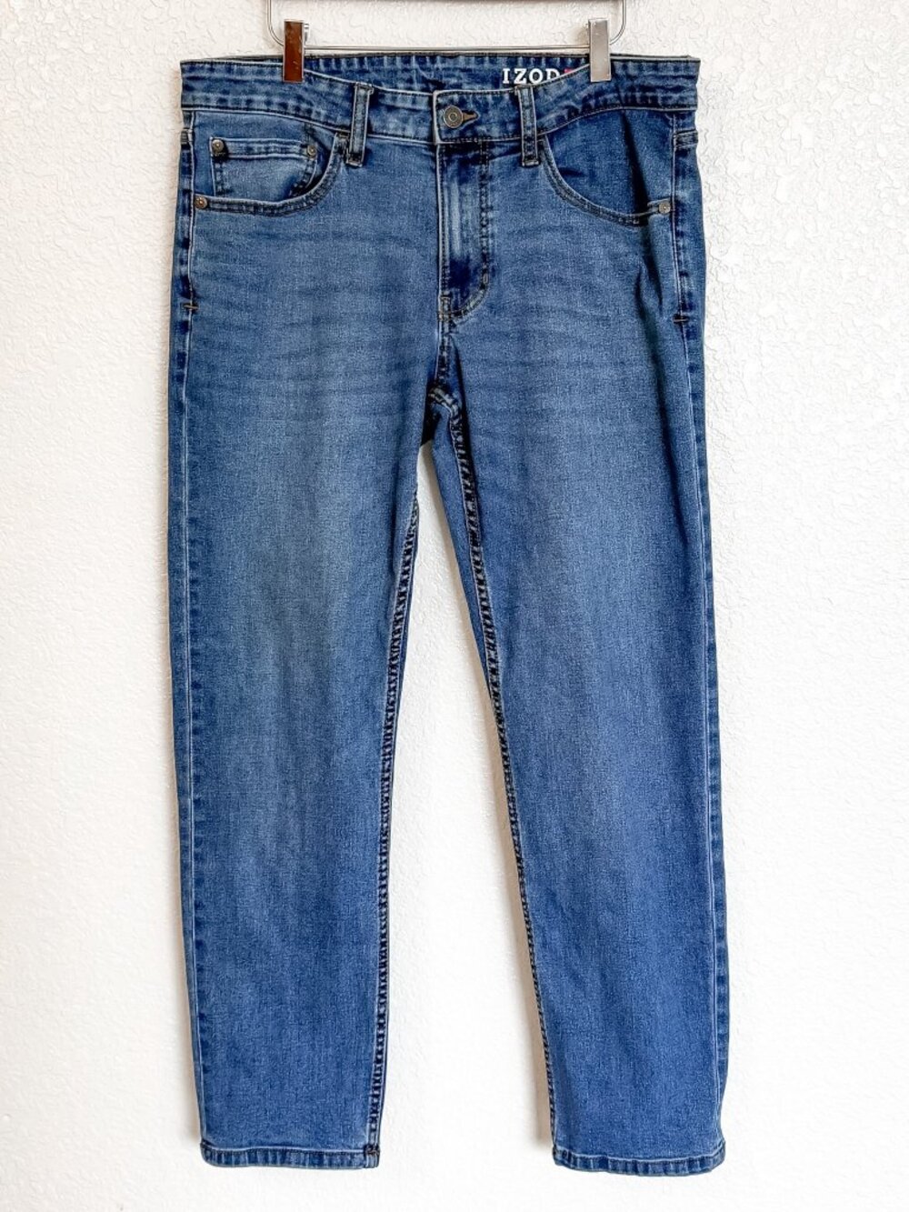 Izod Comfort Stretch Straight Fit Denim Jeans Men's 34x30 Canyon Blue